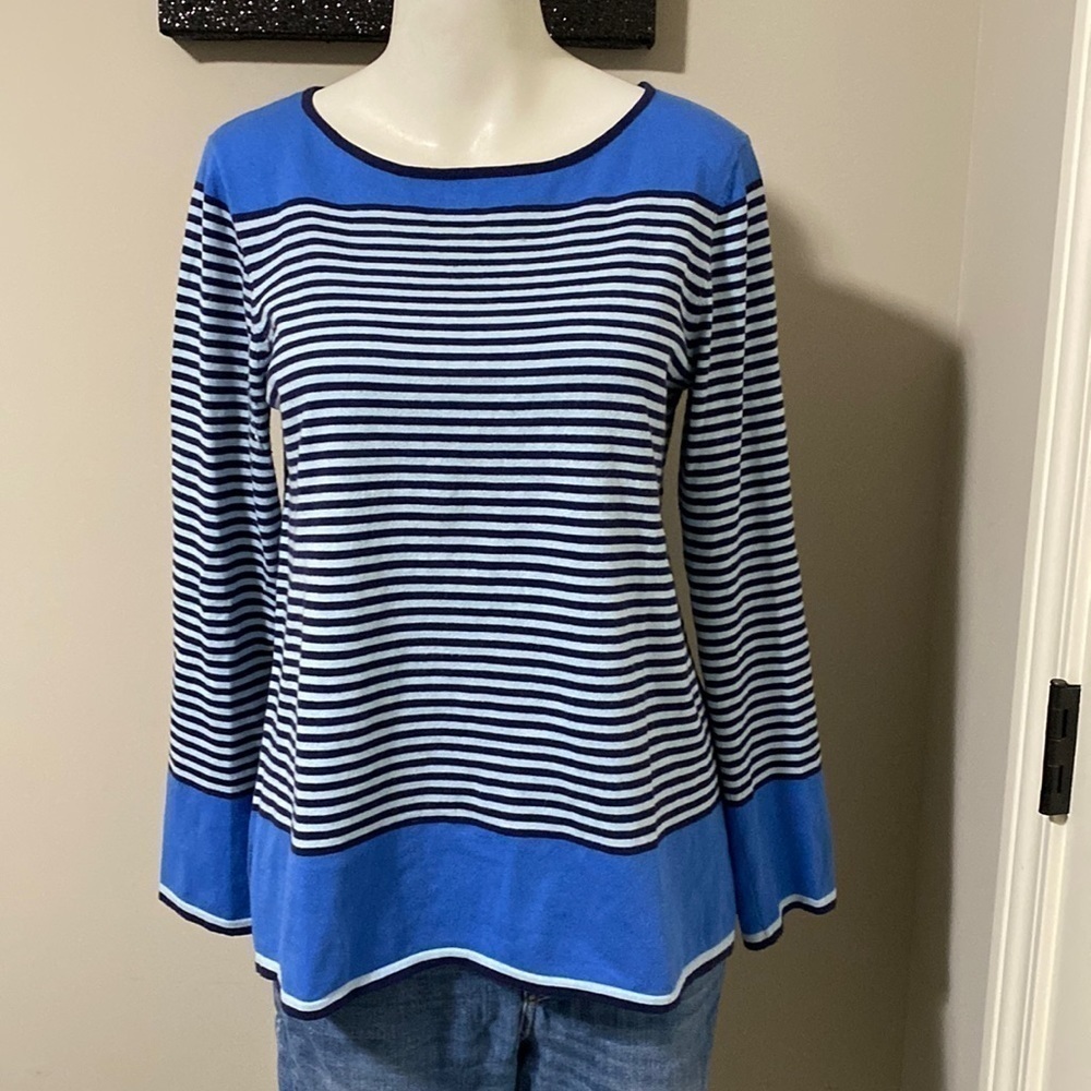 Tuckernuck STS Sail To Sable Sweater Dark Blue Striped Knit Pullover Top Size L